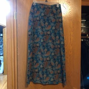 Vintage 1990s Tracy Evans henna paisley turquoise blue brown boho maxi skirt 5